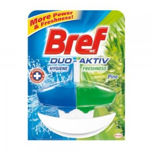 Gel Odorizant pentru WC Bref Duo Aktiv Pine Forest, 50 ml, Parfum de Pin, Gel Odorizant Toaleta, Odorizant pentru Toaleta cu Suport, Odorizant Dezinfectant pentru WC, Odorizant Gel pentru WC