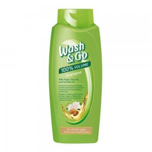 Sampon Wash&Go cu Extract de Ulei de Argan si Migdale, 360 ml , Pentru Toate Tipurile de Par, Cu Ulei de Argan, Migdale si Camelie, Sampon Ingrijire Par, Sampon Spalare Par, Sampon Fortifiere, Sampoane pentru Par
