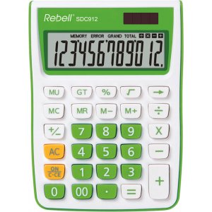 Calculator De Birou, 12 Digits, 145 X 104 X 26 Mm, Rebell Sdc 912 - Alb/verde