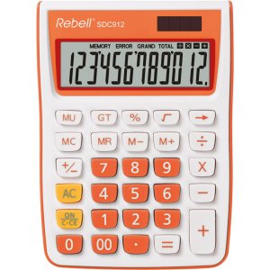 Calculator De Birou, 12 Digits, 145 X 104 X 26 Mm, Rebell Sdc 912 - Alb/orange