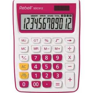 Calculator De Birou, 12 Digits, 145 X 104 X 26 Mm, Rebell Sdc 912 - Alb/roz