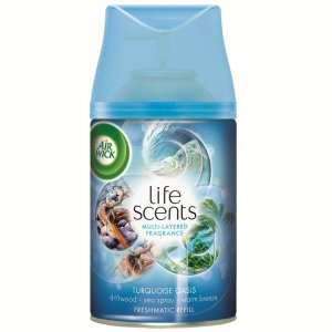AIR WICK Rezerva Spray Odorizant Freshmatic, Turquoise Oasis, 250ml, Parfum Oceanic, Spray tip Aerosol, Odorizant Camera, Odorizant Parfumat Camera, Spray Odorizant, Rezerva Odorizant Spray, Spray de Camera Parfum Fresh