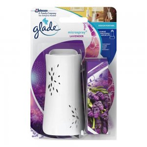 Set Odorizant cu Rezerva GLADE Microspray Lavender, 10 ml, pentru Baie, Set Odorizant de Baie cu Rezerva GLADE, Rezerva cu Odorizant de Baie GLADE, Set GLADE Odorizant cu Rezerva, Odorizante Baie cu Rezerva