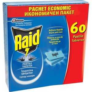 Rezerva Pastile Anti Tantari Raid, 60 Buc/Set, Impotriva Tantarilor, Insecticid, Rezerve Pastile Aparat Impotriva Tantarilor Raid, 60 Pastile pentru Aparat Electric Anti Tantari cu Pastile Raid, Rezerve Pastila Aparate Raid Impotriva Tantarilor
