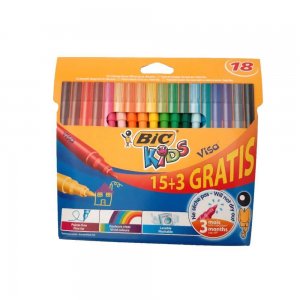 Carioci Colorate Lavabile Bic Visa, 18 Buc/set, Culori Asortate, Set 18 Carioci Colorate Bic Visa, Carioci Bic Visa Lavabile Pe Baza De Apa, Set Carioci Lavabile Bic Visa, Carioca Bic Visa Colorata Lavabil