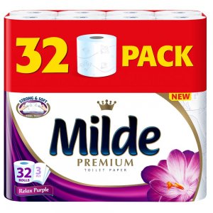 Hartie Igienica MILDE Relax Purple PREMIUM, 3 Straturi, 32 Role/Bax, Hartie 3 Straturi, Hartie Igienica Parfumata, Hartie Igienica 3 Straturi, Hartie MILDE