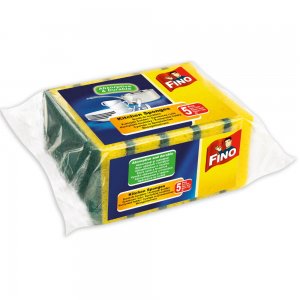 Set 5 Bureti de Vase Standard cu Fibra Abraziva, Fino, Galben, Burete de Vase Fino, Fino Burete de Vase cu Fibra Abraziva, Burete de Vase la Set, Burete de Bucatarie, Burete de Vase Colorat