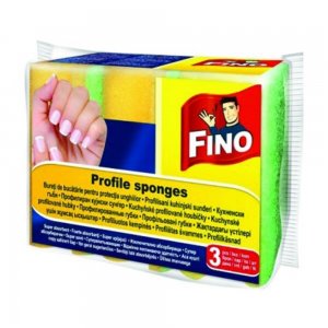 Set 3 Bureti de Vase pentru Protectia Unghiilor, Fino, Galben, Fino Burete de Vase, Burete de Vase pentru Protectia Unghiilor, Bureti de Vase la Set Fino, Burete de Vase Colorat, Fino Burete pentru Protectia Unghiilor, Burete de Bucatarie