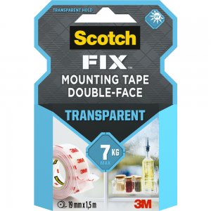 Banda dublu adeziva transparenta pentru montare  Scotch, 1.5 m x 19 mm