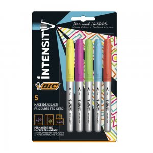 Set 5 Markere Permanente Bic, Intense Colors Set 5 Markere Permanente Bic, Intense Colors