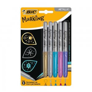 Set 5 Markere Permanente Bic, Metallic Colors Set 5 Markere Permanente Bic, Metallic Colors
