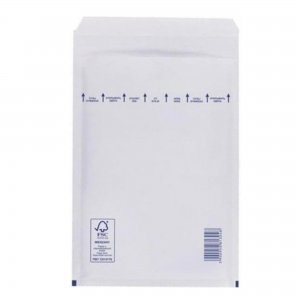 Plic cu protectie, 220 x 340 mm (interior), alb, banda silicon, 90 g/mp, 5 bucati/set