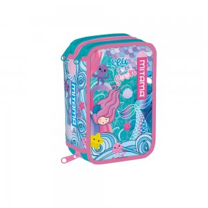 Penar Mitama, 3 Compartimente, Design Marin, 14.5 X 7.4 X 20 Cm Penar Mitama, 3 Compartimente, Design Marin, 14.5 X 7.4 X 20 Cm