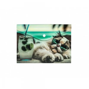 Buzunar Plastic A5, Inchidere Capsa, Design Pisica