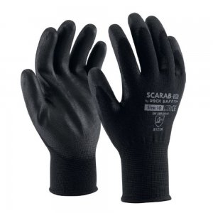 Manusi Tricot Poliester Imersate Pu, Negru, Scarab-eco, Marime 8