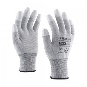 Manusi Zebra 1 Esd, Poliester Fibra Carbon, Varf Degetelor Imersate In Pu, Marimea 6