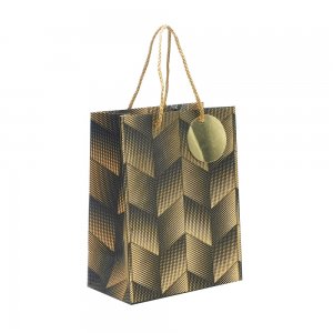 Punga Cadou 18x23x10 Cm, Design Negru Cu Auriu