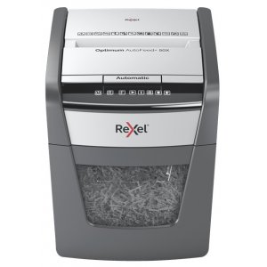Distrugator Documente Automat Rexel Optimum 50x, P4, Cross-cut (confeti), 50 Coli, Cos 20l, Negru-g