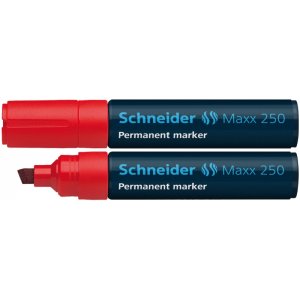 Permanent Marker Schneider Maxx 250, Varf Tesit 2+7mm - Rosu Permanent Marker Schneider Maxx 250, Varf Tesit 2+7mm - Rosu