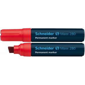 Permanent Marker Schneider Maxx 280, Varf Tesit 4+12mm - Rosu Permanent Marker Schneider Maxx 280, Varf Tesit 4+12mm - Rosu