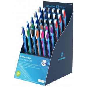 Display Schneider Slider Memo Xb, 30 Pixuri - (10 X Albastru, 9 X Negru, 3 X Ro, 2 X V, Or, Vi, Roz)