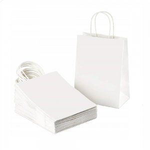 Sacose din Hartie Alba, 100 Buc/Bax, Dimensiune 16x9x21 cm, Pungi si Plase pentru Cadouri, Punga pentru Cadou, Set de Pungi Albe, Sacose Albe din Hartie, Pungi din Hartie Albe, Punga de Hartie Clasica