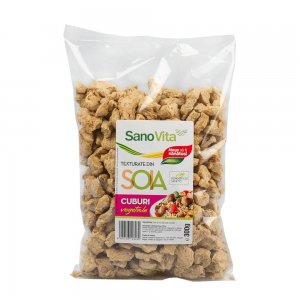Cuburi Vegetale Sano Vita, 300 g, Cub Vegetal, Cub Soia, Cuburi Soia, Snitel Soia, Snitele Soia, Cub din Soia, Cuburi din Soia, Cuburi Texturate din Soia, Snitele Texturate de Soia, Cub Texturat Vegetal, Cub Inlocuitor de Carne