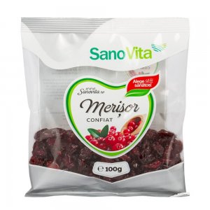 Merisoare Confiate Sano Vita, 100g, Sano Vita Merisoare, Merisoare Confiate, Merisoare Deshidratate, Merisoare Deshidratate 100 g, Fructe Confiate, Pomusoare Confiate
