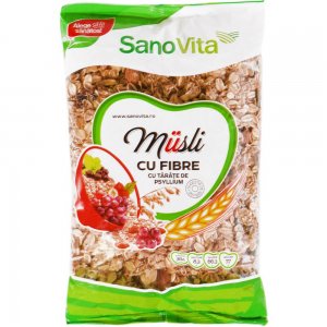 Musli cu Fibre Sano Vita 400g, Musli, Musli Sano Vita, Musli Sano Vita Fibre, Cereale Musli, Musli Cereale, Cereale Musli Sano Vita, Musli SanoVita, Musli cu Fructe, Musli cu Fructe Sano Vita, Cereale Musli cu Fructe