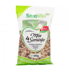 Mix 4 Seminte Sano Vita, 150 g, Amestec Seminte, Mix de Seminte, Mix Seminte, Amestec 4 Seminte, Amestec de Seminte, Seminte Sano Vita, Sano Vita Mix Seminte, Amestec de 4 Seminte, Amestec Seminte Floarea Soarelui, Amestec Seminte Dovleac