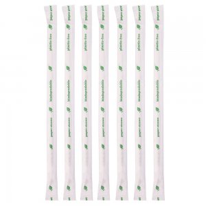 Set 400 Paie Biodegradabile Flexibile, Ambalate Individual, Plastic, 240x6 mm, Verzi