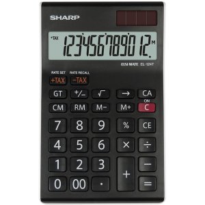 Calculator De Birou, 12 Digits, 152 X 96 X 12 Mm, Dual Power, Sharp El-124twh - Negru/alb