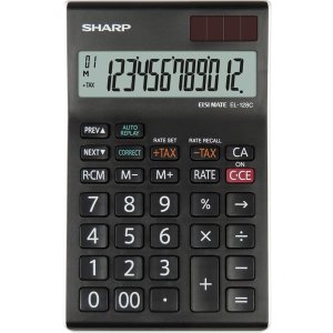 Calculator De Birou, 12 Digits, 155 X 97 X 12 Mm, Dual Power, Sharp El-128cwh - Negru/alb Calculator De Birou, 12 Digits, 155 X 97 X 12 Mm, Dual Power, Sharp El-128cwh - Negru/alb