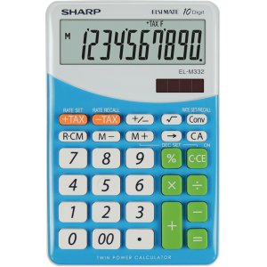 Calculator De Birou, 10 Digits, 149 X 100 X 27 Mm, Dual Power, Sharp El-m332bbl - Gri/bleu