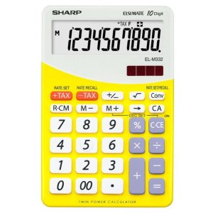 Calculator De Birou, 10 Digits, 149 X 100 X 27 Mm, Dual Power, Sharp El-m332bbl - Gri/galben Calculator De Birou, 10 Digits, 149 X 100 X 27 Mm, Dual Power, Sharp El-m332bbl - Gri/galben