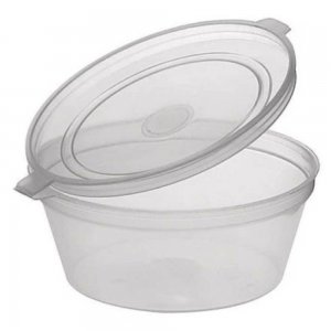 Sosiera cu Capac Atasat din PP, Cantitate 120 ml, 50 Buc/Set, Culoare Transparenta