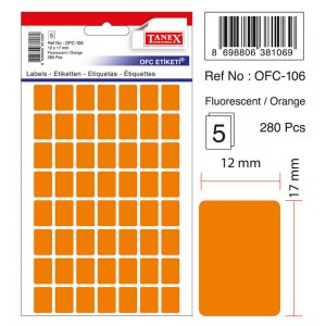 Etichete Autoadezive Color, 12 X 17 Mm, 280 Buc/set, Tanex - Orange Fluorescent