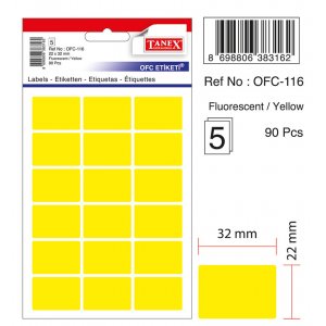 Etichete Autoadezive Color, 22 X 32 Mm, 90 Buc/set, Tanex - Galben Fluorescent