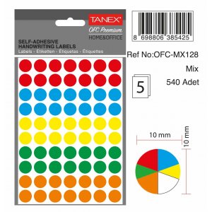 Etichete Autoadezive Rotunde, D10 Mm, 540 Buc/set, Tanex, Culori Fluorescente Asortate Etichete Autoadezive Rotunde, D10 Mm, 540 Buc/set, Tanex, Culori Fluorescente Asortate