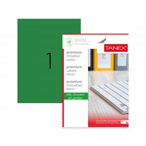 Etichete Color Autoadezive, 1/a4, 210 X 297mm, 25 Coli/top, Tanex - Verde Fluorescent