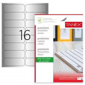 Etichete Polyester Argintii, Autoadezive, 16/a4, 99.1 X 34mm, 25 Coli/top, Tanex - Colturi Rotunjite