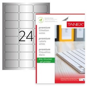 Etichete Polyester Argintii, Autoadezive, 24/a4, 64 X 34mm, 25 Coli/top, Tanex - Colturi Rotunjite