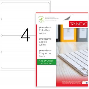 Etichete Albe Autoadezive, Repozitionabile, 4/a4, 192 X 59mm, 25 Coli/top, Tanex-colturi Rotunjite Etichete Albe Autoadezive, Repozitionabile, 4/a4, 192 X 59mm, 25 Coli/top, Tanex-colturi Rotunjite