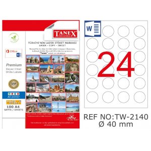 Etichete Polyester Argintii, Autoadezive, Rotunde - D40mm, 24/a4, 25 Coli/top, Tanex