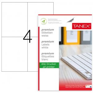 Etichete Albe Autoadezive, Repozitionabile, 4/a4, 105 X 148.5mm, 25 Coli/top, Tanex-colturi Drepte