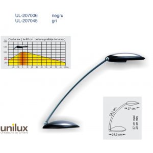 Lampa Fluorescenta Unilux Dolphin - Gri Metalizat/negru