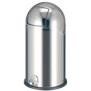 Cos Metalic Cu Capac Galvanizat, 40 Litri, Vepa Bins Kickboy - Stainless Steel