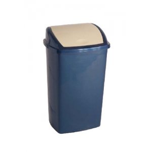Cos Din Plastic Pentru Reziduuri, Cu Capac Swing, 50 Litri, Vepa Bins - Albastru/capac Crem