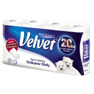 Hartie Igienica Alba, 3 Straturi, 150 De Portii, 8 Role/bax, Velvet Delicate Hartie Igienica Alba, 3 Straturi, 150 De Portii, 8 Role/bax, Velvet Delicate