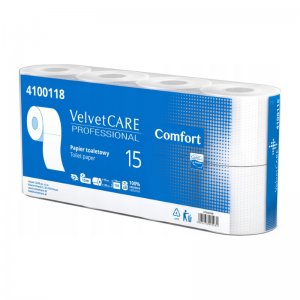 Hartie Igienica Alba, 2 Straturi, 138 Portii - 15m, 8 Role/bax, Velvet Professional Comfort Hartie Igienica Alba, 2 Straturi, 138 Portii - 15m, 8 Role/bax, Velvet Professional Comfort